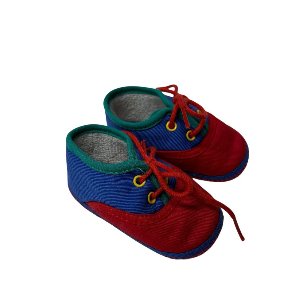 Wee Kids Baby Shoes Newborn Crib Vintage 90s Colorblock Sneakers Lace Up
